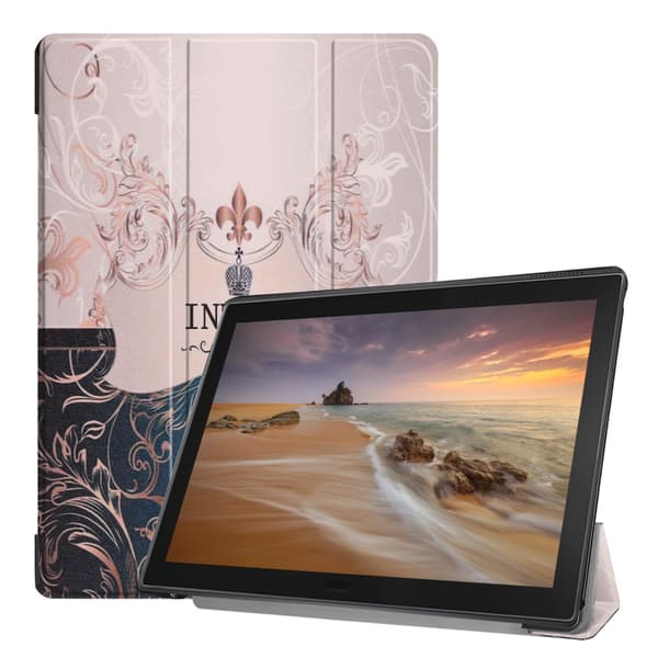 Pattern Printing Tri - fold Stand Kansi Lenovo Tab E10 - English Characters Multicolor