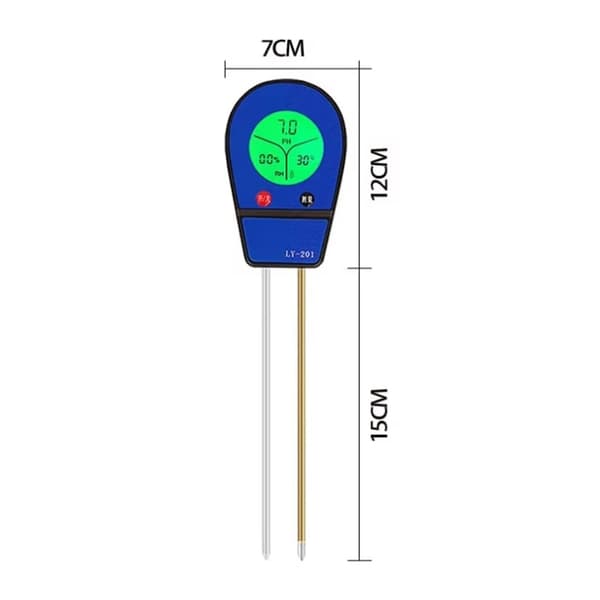 Digital Soil Tester 3in1 Temperatur Fuktighet PH Meter Acidity Analyzer Blue