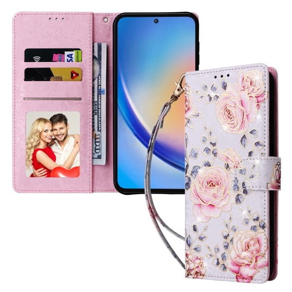 Till Samsung Galaxy A35 Plånboksfodral Blommor multifärg