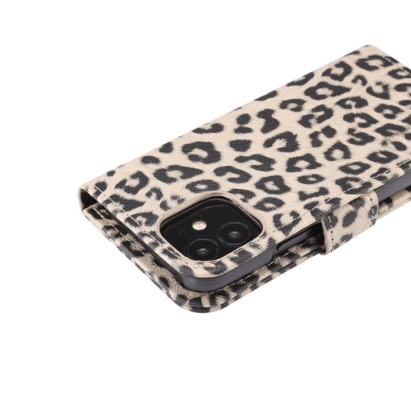Leopardmønster tegnebogsovertræk til iPhone 12 Mini Beige