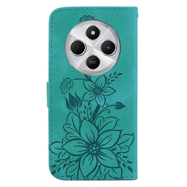 Til Xiaomi Redmi 14C 4G Cover Lily Flower Imprint Telefoncover med Støtte Green