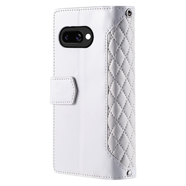 För Google Pixel 10a Plånboksfodral PU-läder Diamantmönster med Handledsrem - Vit Vit