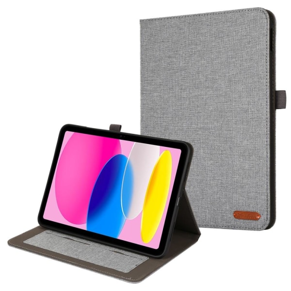 Apple iPad 10.9 2022 Vikbart fodral korthållare Tygtextur - Grå grå