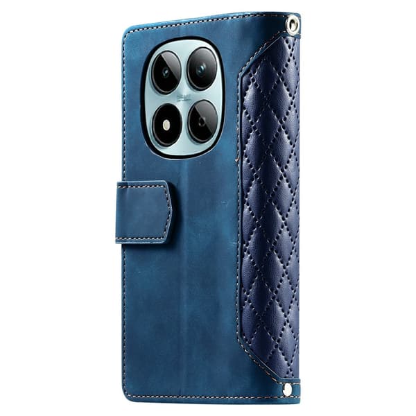 Xiaomi Redmi Note 15 Pro 5G Zipper Wallet Case Rhombus Stitching Line Puhelinsuojus Blue