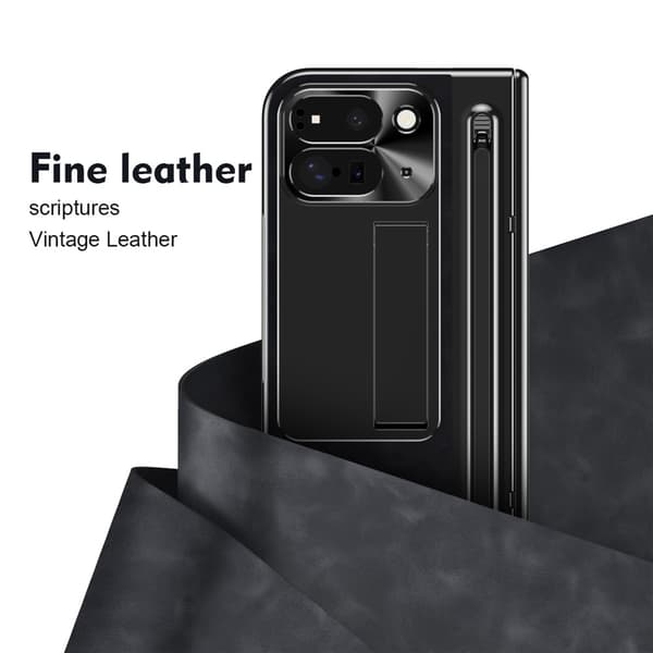 Til Google Pixel 10 Pro Fold Etui Kickstand med Hærdet Glasfilm, Stylus - Sort Black