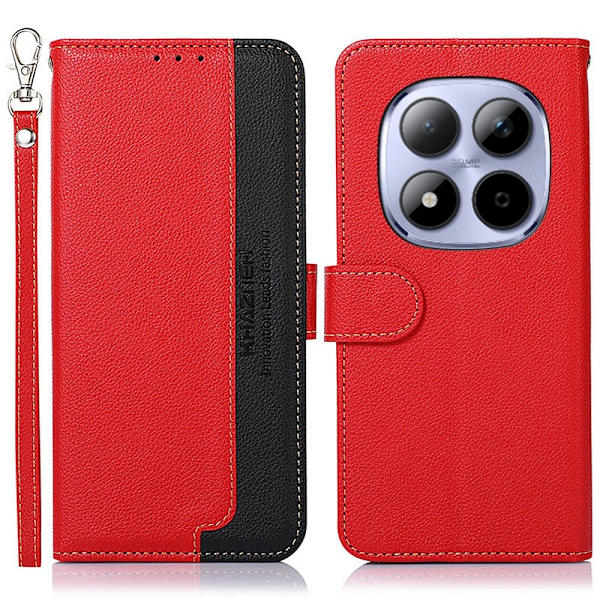 KHAZNEH Til Xiaomi Redmi Note 15 Pro Etui RFID-blokkerende telefonlærfutteral Red