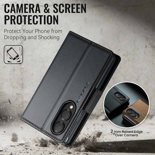 CASEME Glanset telefonlommebokdeksel til Samsung Galaxy Z Fold8 Black