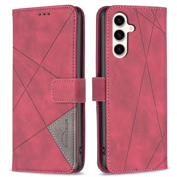 BINFEN COLOR För Samsung Galaxy S24 FE Stötsäkert Plånboksfodral – Röd Röd