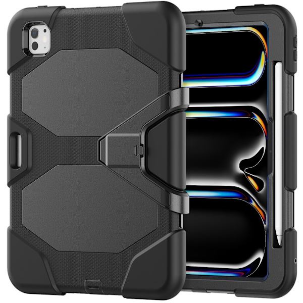 Till iPad Pro 11 (2024) Fodral Stativ Skämskydd PC+Silikon - Svart Svart