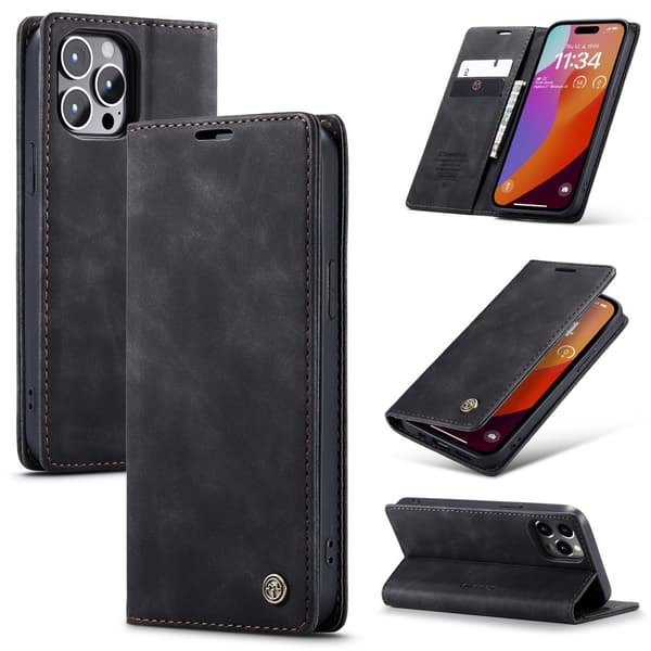 CASEME Retro lompakkokotelo iPhone 16 Pro Max Black