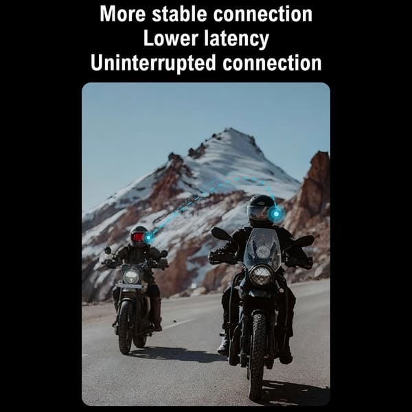 Motorcykelhjelm Bluetooth Intercom Headset IP67 Vandtæt 1000m Rækkevidde Black