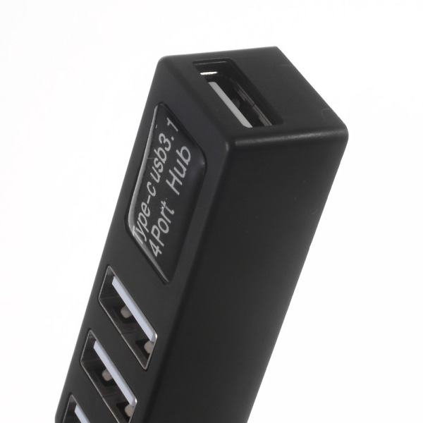 4 Ports USB 3.1 Typ C Hubb High Speed Hub SVART Black