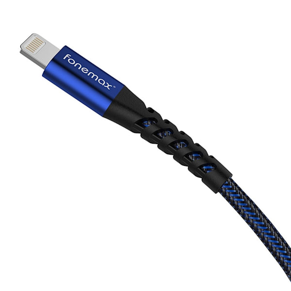 FONEMAX MFi-certificeret 2m USB til Lightning-datakabel 3A hurtigopladning Black