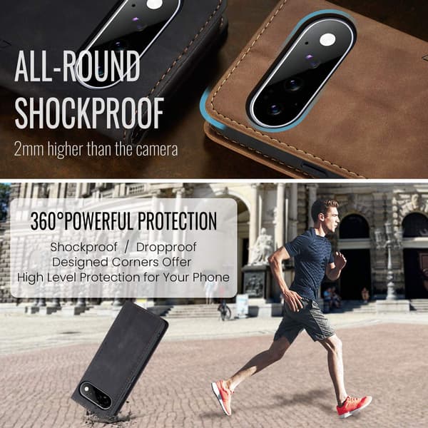 CASEME Puhelimen lompakkokotelo jalustalla Google Pixel 11 Pro ja Google Pixel 11 Black