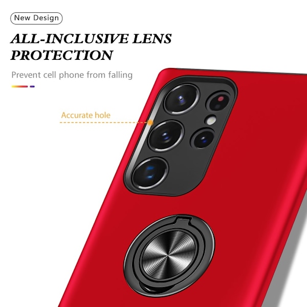 Til Samsung Galaxy S25 Ultra Hybrid Deksel Med Fingerring Red