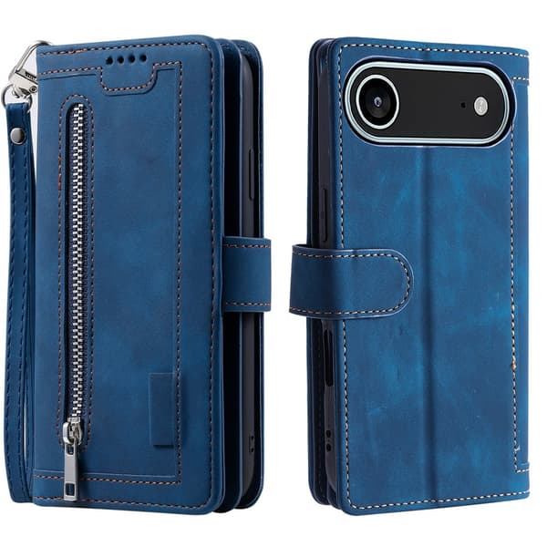iPhone Air Kuori Vetoketjutaskulla ja 9 Korttipaikalla Blue
