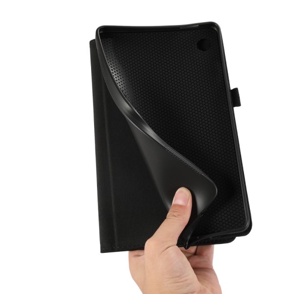 Samsung Galaxy Tab A9+ Vikbart fodral korthållare Tygtextur Svart