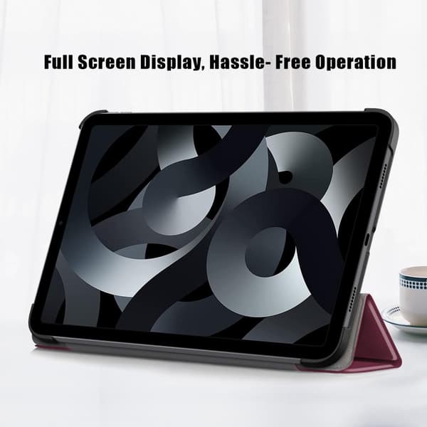 Tri-fold Stativveske for iPad 10.9 (2022) Tablettdeksel - Wien Rød Wine red