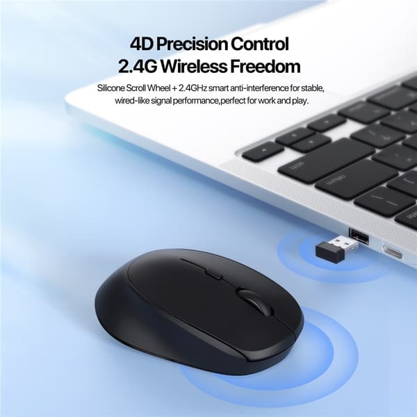 Computermus Trådløs Mus DUX DUCIS DM Series 4D 2.4G 1600 DPI Til Bærbar Computer Black