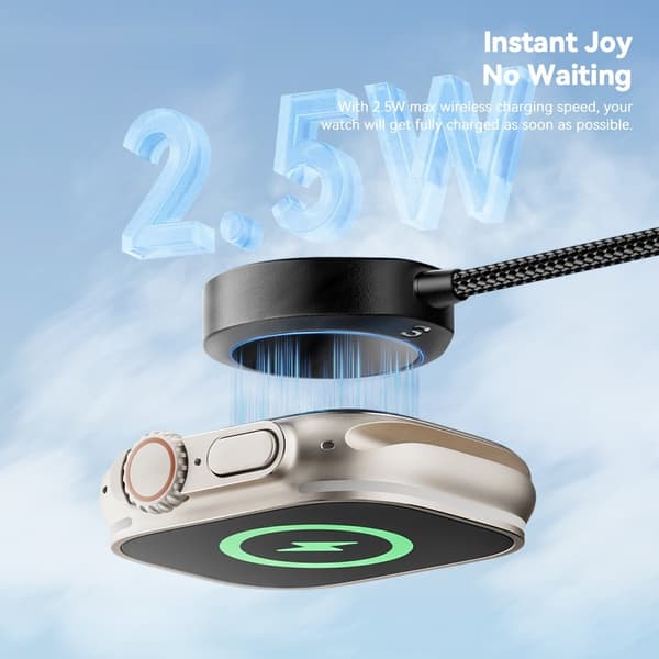 ESSAGER USB-kabel for A Watch Magnetisk ABS Vann-dråpeformet Trådløs Lader Black