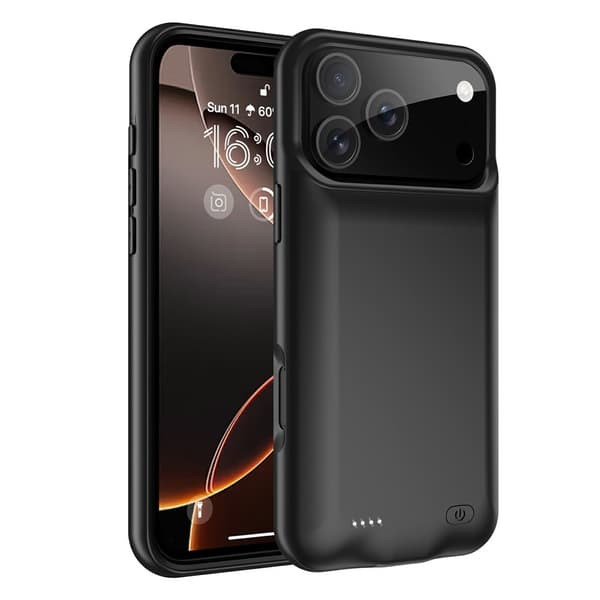 Ladetui  For iPhone 17 Pro 6000mAh oppladbart batterideksel Powerbank Transparent