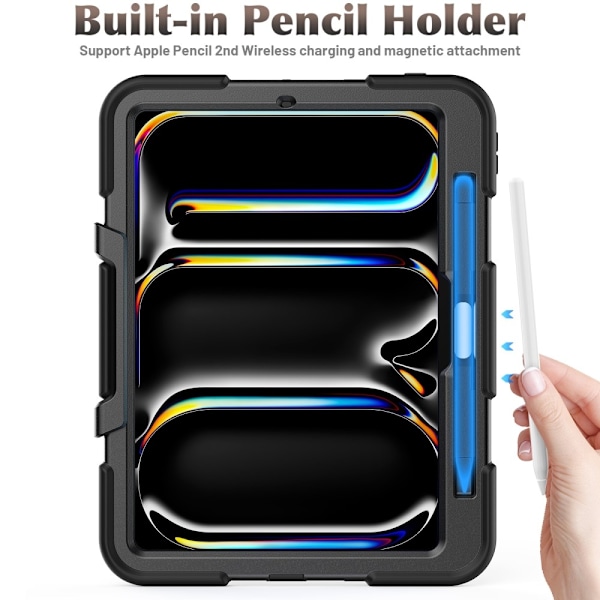 Till iPad Pro 11 (2024) Fodral Stativ Skämskydd PC+Silikon - Svart Svart