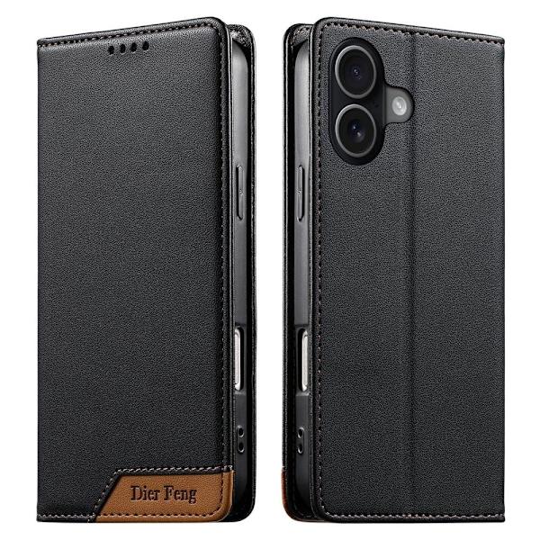 DIERFENG iPhone 17 Lompakkokotelo RFID Suoja Teline - Musta Black