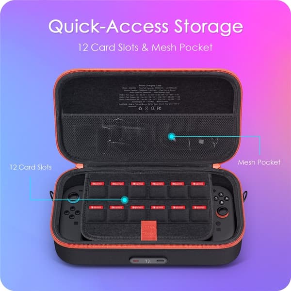 Kompatibel med Nintendo Switch 2; 20 000 mAh-strømbank med skjerm og smartlading. Black