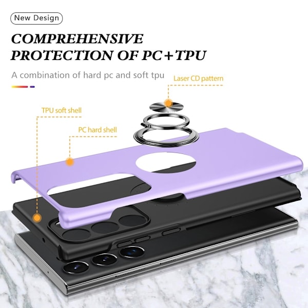 Samsung Galaxy S24 Ultra Fingerring Kickstand Hybrid Taske Purple