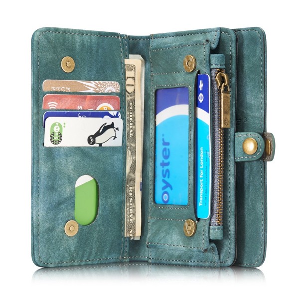 CASEME iPhone 7/8 Plus Retro Split läder plånboksfodral Blue