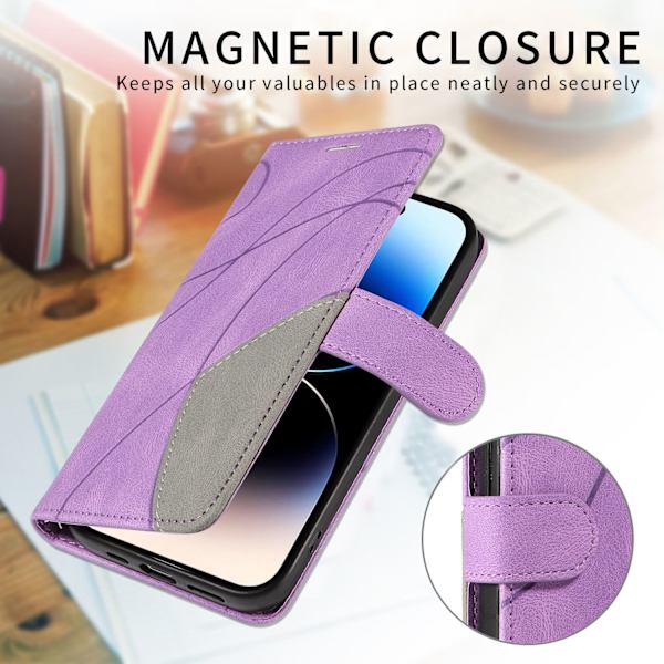 Til Sony Xperia 1 VII KT-serie-1 dobbeltfarve tegnebog Purple