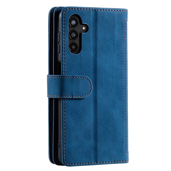 Til Samsung Galaxy S25 5G Etui med Lynlåslomme og 9 Kortlommer Blue