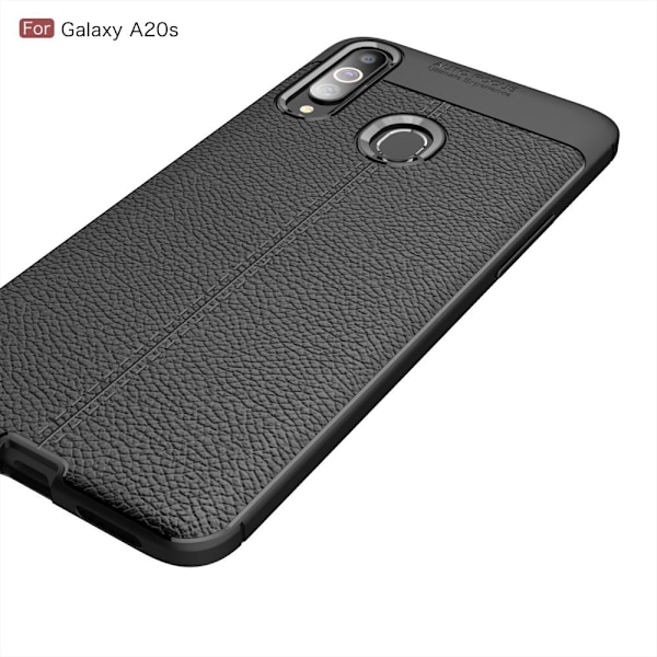 Samsung Galaxy A20s TPU skal Litchi Texture - Svart Svart