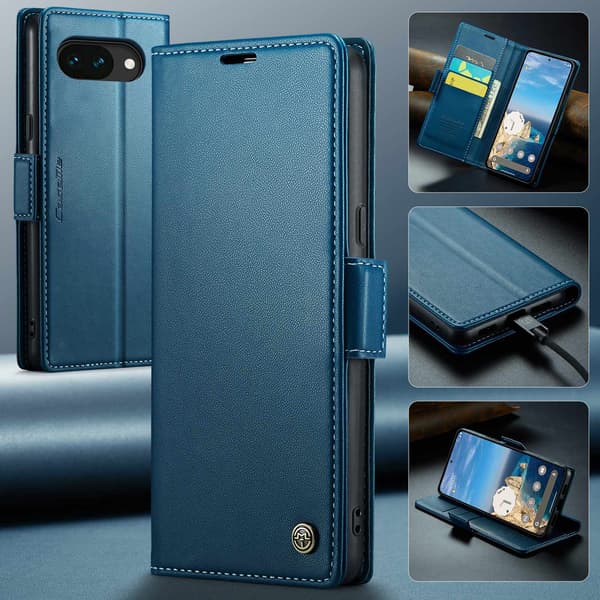 CASEME Til Google Pixel 10a RFID Blokkerende Lommebokdeksel Blue