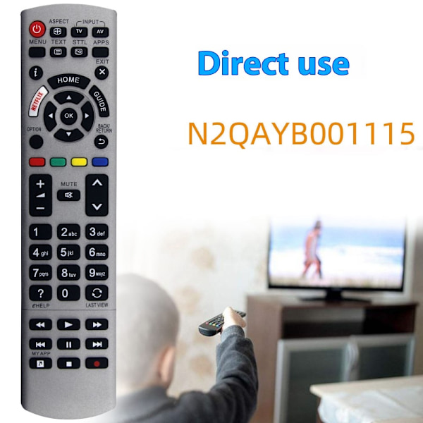 Fjernkontrollerstatning for N2QAYB001115 For Panasonic TV Black