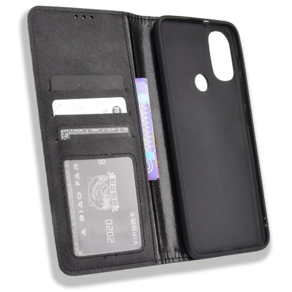 Wallet Stand Flip Phone Case til Motorola Moto E20/E30/E40 - Sort Black