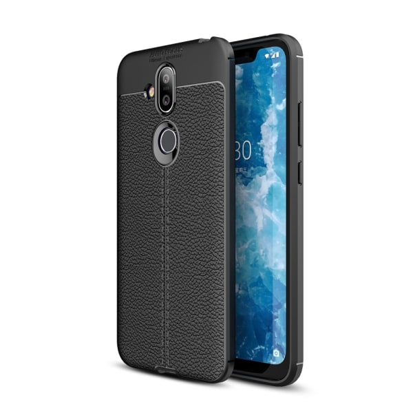 Litchi Grain TPU Back Phone Case for Nokia 8.1 - Black Black