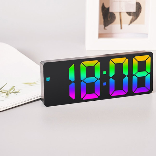 LED-klocka Elektronisk digital väckarklocka Färgglad 12/24H Vit Vit