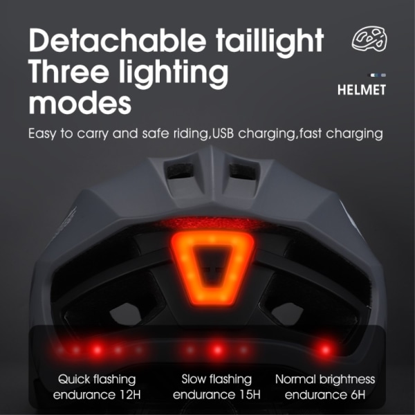 WEST BIKING Kevyt pneumaattinen pyöräilykypärä LED-takavalolla Black