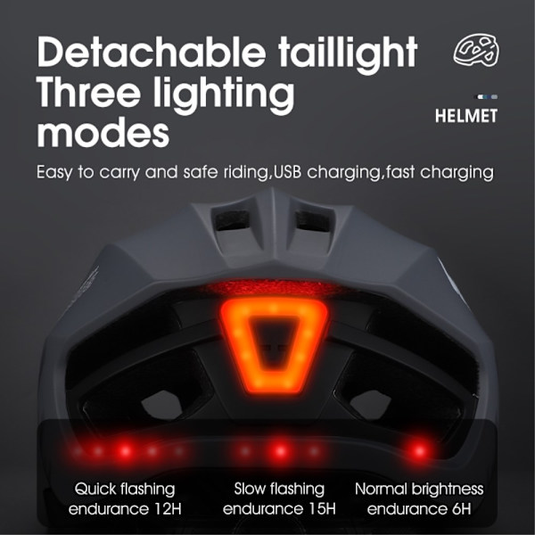 WEST BIKING Lättvikts pneumatisk cykelhjälm med LED-bakljus Svart