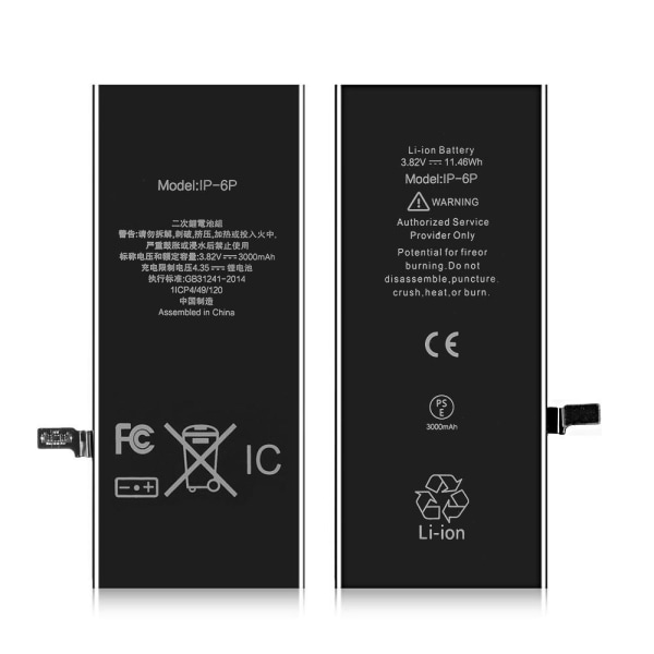 iPhone 6 Plus IPARTS EXPERT 3000mAh Batteri FCC/CE/RoSH Svart