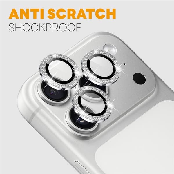 NORTHJO Kameran linssuoja strassirenkaalla iPhone 18 Pro / 18 Pro Max puhelimelle Silver