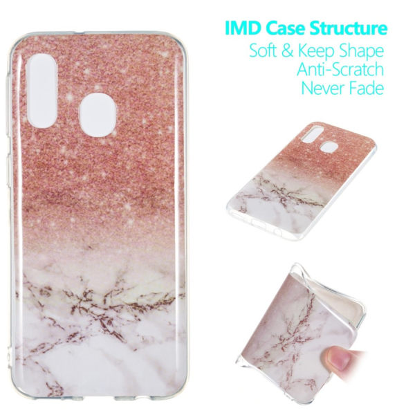 Marble Pattern IMD TPU Soft Back Case for Samsung Galaxy A40 - Style D Black