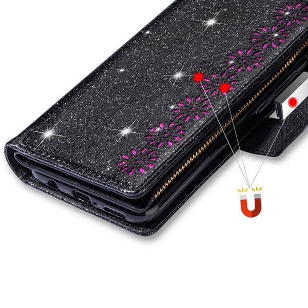 For Samsung Galaxy S25+ Etui Stjernehimmel Gravert Lommebokdeksel Black
