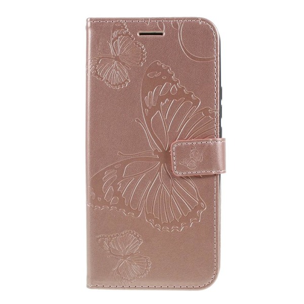 Huawei P Smart Z Lompakkoteline Suojaava Puhelinkotelo - Butterf Pink gold