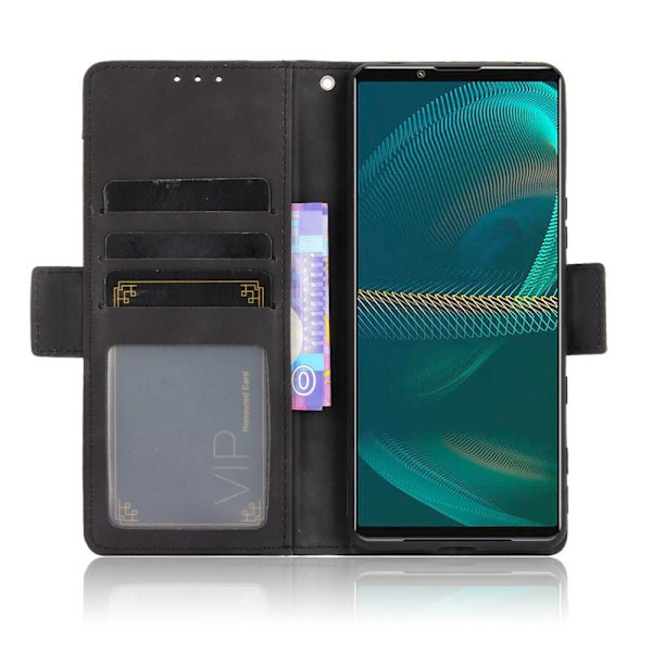 Sony Xperia 5 III monikorttipaikkojen muotoinen lompakkoteline Black