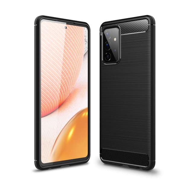 Samsung Galaxy A72 5G Karbonfiber Teksturcover - Sort Black