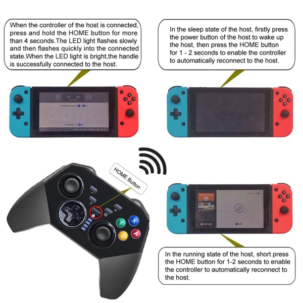 Kompatibel med Nintendo Switch Bluetooth Controller Gamepad Turbo Funktion Black