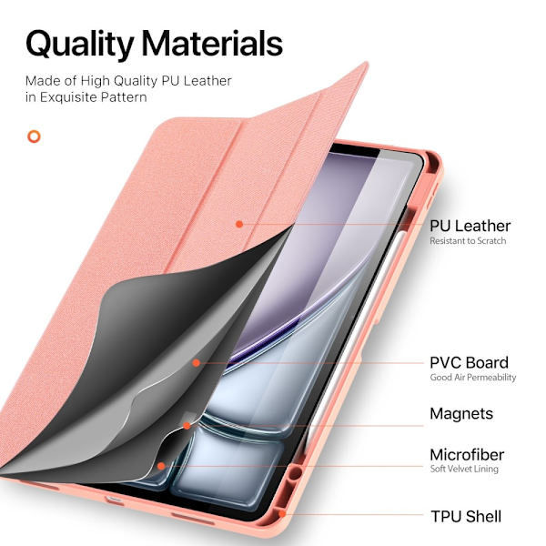 DUX DUCIS Domo iPad Air 13 (2024) Kolminkertainen jalusta - Pink Pink