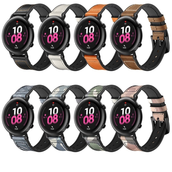 Skinn+Silikonstropp til Huawei Watch GT2 42mm - Svart Black